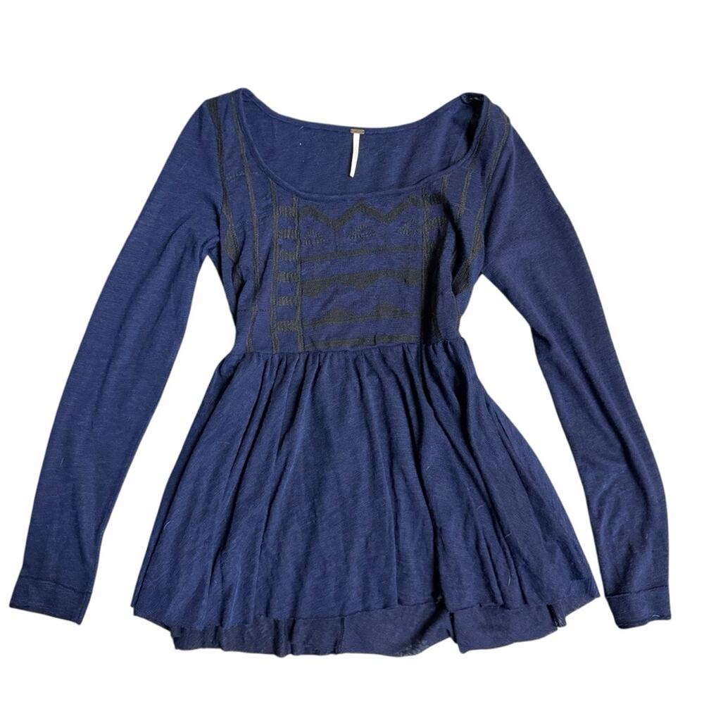 Free People Long Sleeve Babydoll Top Size Large